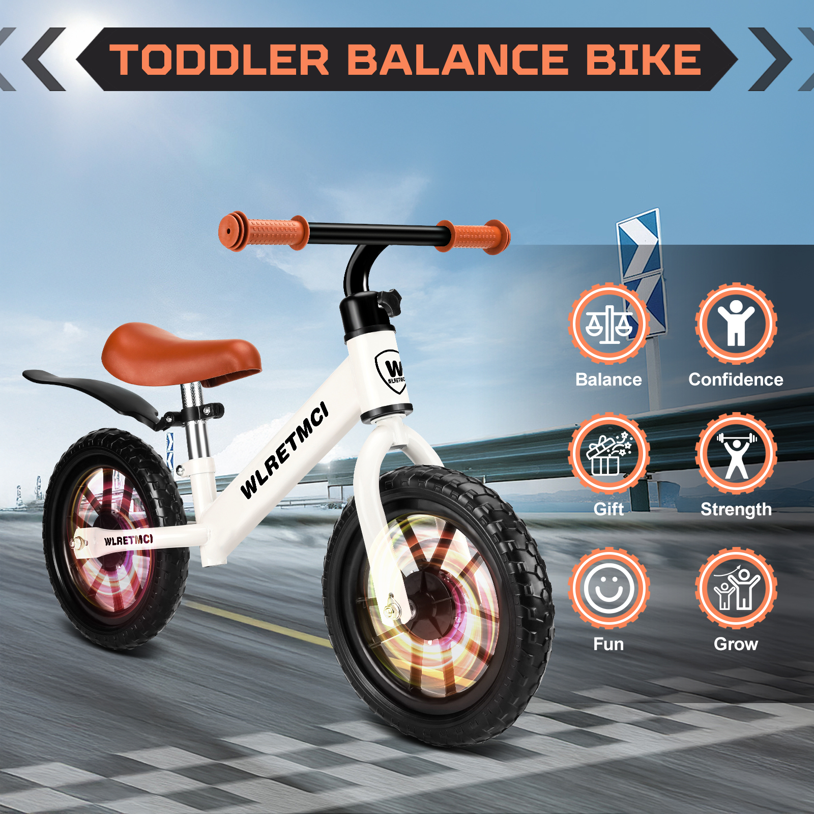 WLRETMCI Toddler Balance Bike, White photo 2