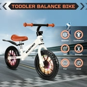 WLRETMCI Toddler Balance Bicycle Kids Training Bike Height Adjustable Bicycle for Toddler 2-5 Years Old Kid Baby Bike, White
