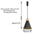 thumbnail image 2 of KAYYELAMP 1-Light 3.2 Ft Adjusted Cord E26 Wood Base Black Metal Cone Shade Retro Design Juno-Type Remote Dimmable Track Pendant Light for Home Kitchen Sink Farmhouse, 2 of 7
