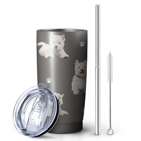 

Cute Westie Design Tumbler Stainless Steel Insulated Travel Coffee Cups for Dog Lover