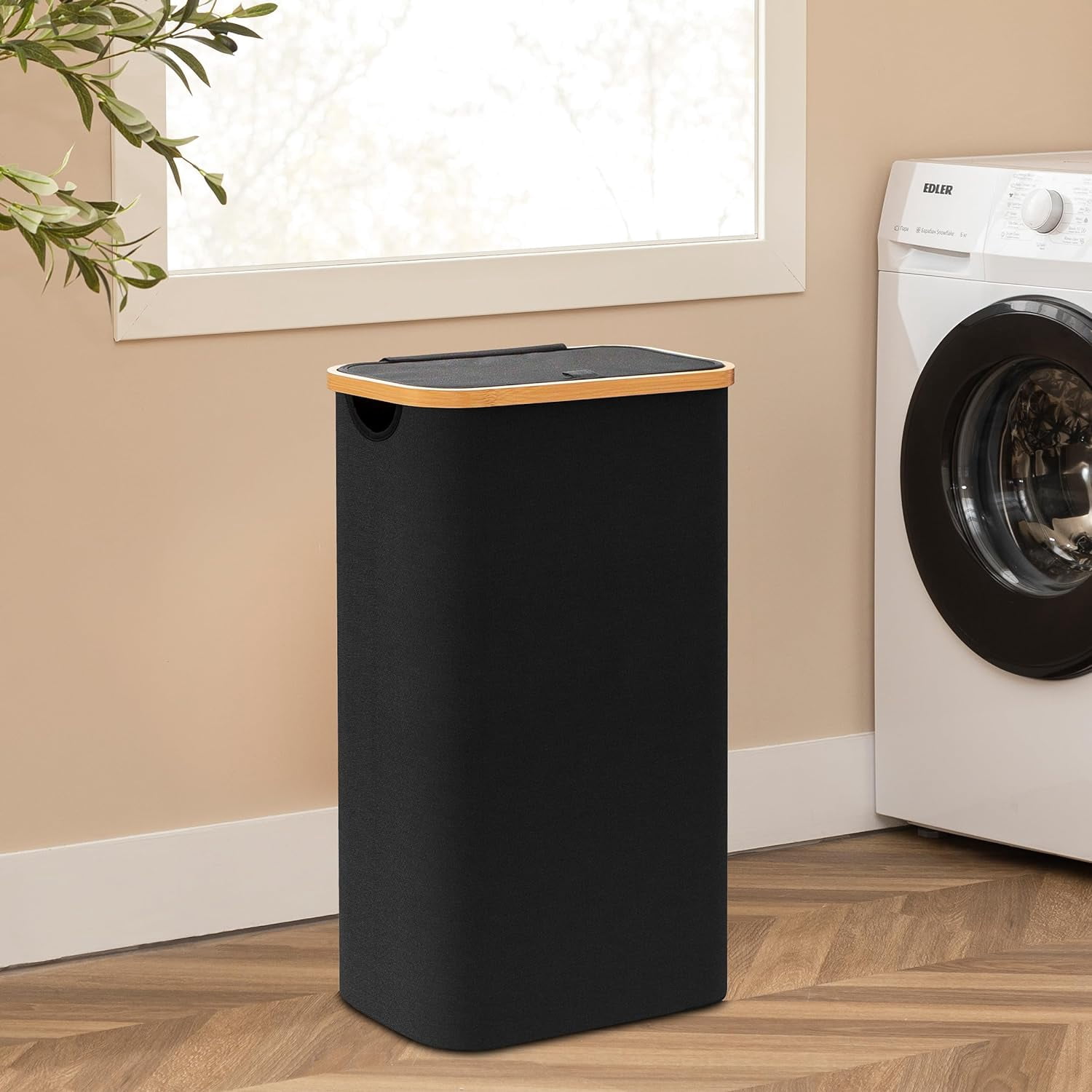 HBlife Large Collapsible Laundry Hamper with Lid and Removable Bag, Black