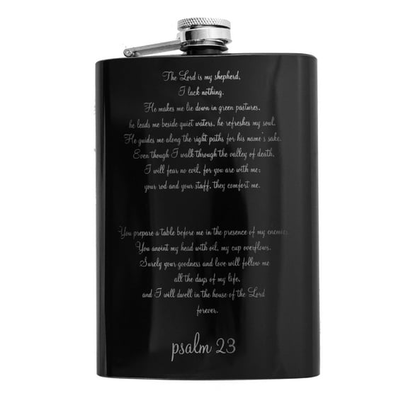 8oz Psalm 23 Black Flask L1