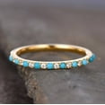 thumbnail image 2 of Turquoise Wedding Band Half Eternity Stackable Ring Dainty 925 Sterling Silver Yellow Gold Plated Gemstone Jewelry For Women Gift, 2 of 5