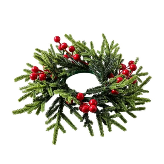 Christmas Candle Rings Wreath Mini Christmas Table Centerpieces Red Berry Pinecones Wreaths for Front Door Kitchen Cabinet Holiday Party Farmhouse Porch Wall Outdoor Indoor Home Decoration