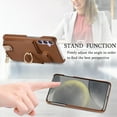 thumbnail image 3 of Compatible for Samsung Galaxy S24 FE Zipper Wallet Case with Card Holder, Rotation Ring Kickstand Case, PU Leather Card Slots RFID Blocking Protection Phone Case Shockproof Cover, Brown, 3 of 11