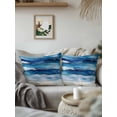 thumbnail image 2 of Outdoor Pillows Waterproof, Navy Blue Coastal Beach Throw Pillows with Inserts Included, Summer Nautical Ocean Ombre Art Indoor Outdoor Decorative Lumbar Pillow for Bed/Couch/Patio 18"x18", 1Pcs, 2 of 8