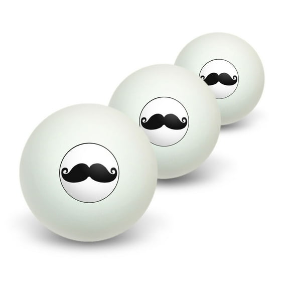 Curly Mustache Funny Novelty Table Tennis Ping Pong Ball 3 Pack