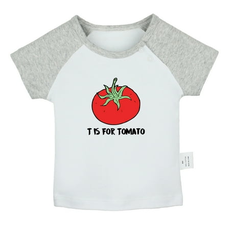 

iDzn T is For Tomato Funny T shirt For Baby Newborn Babies T-shirts Infant Tops 0-24M Kids Graphic Tees Clothing (Short Gray Raglan T-shirt 6-12 Months)