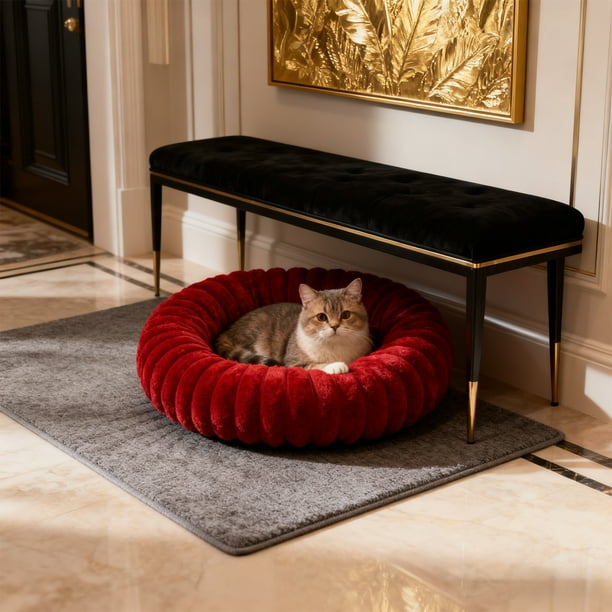 Cama de felpa cálida para mascotas en invierno | Acogedora cama redonda para perros y gatos con base antideslizante | Cojín de forro polar de 40 x 40 cm para conejos, gatos y perros pequeños