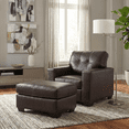 thumbnail image 2 of Roundhill Furniture Holmes Leather 2-Piece Living Room Set, Lounge Chair and Ottoman, Dark Brown, 2 of 15