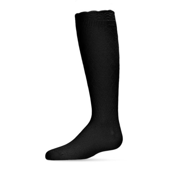 MeMoi Double Diamond Cotton Blend Knee High Socks - Girls - Female, 12, Black