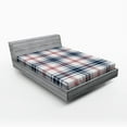 thumbnail image 1 of Ambesonne Fashion Fitted Sheet, English Tartan Motif, Queen Size, Violet Blue Orange White, 1 of 2