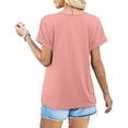 thumbnail image 4 of Womens Short Sleeve Tops Dressy Casual Blouse Short Pleated Short Sleeve Round Neck Cotton Shirts Summer Clothes Breathable Basic Loose Pullover Top, 4 of 7