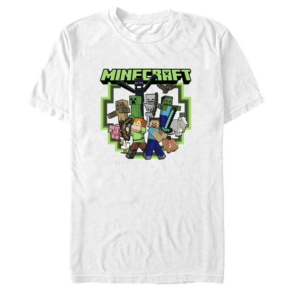 Men's Minecraft Steve and Alex Group Shot Graphic Tee White Medium