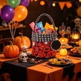 thumbnail image 5 of Yhmxh Halloween Trick or Treat Basket, Checkered Plaid Candy Tote Basket with Cute Embroidery, Reusable Halloween Candy Pail, Portable Storage Bag for Halloween Party Candy Collection and Decorations, 5 of 6