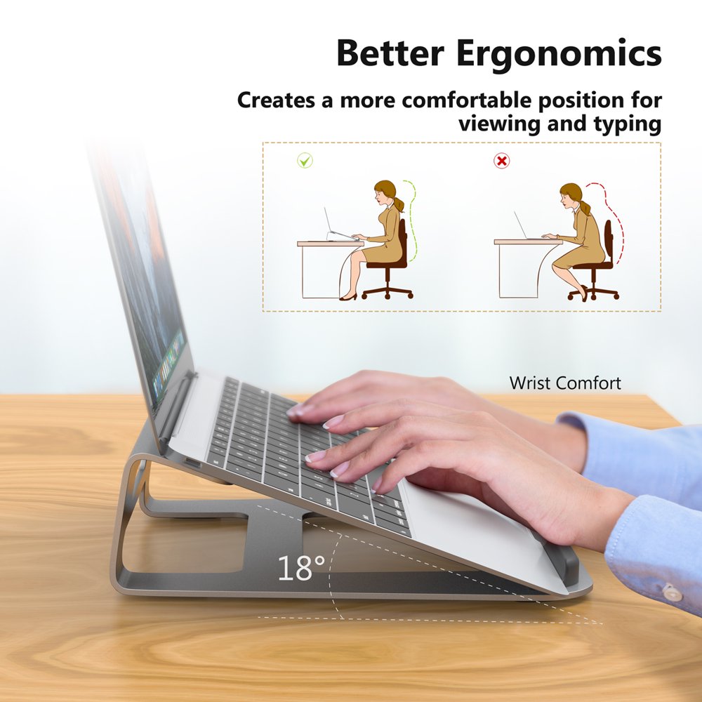 SLYPNOS Aluminium Wedge Laptop Stand Cooling Ventilated Portable Tilted