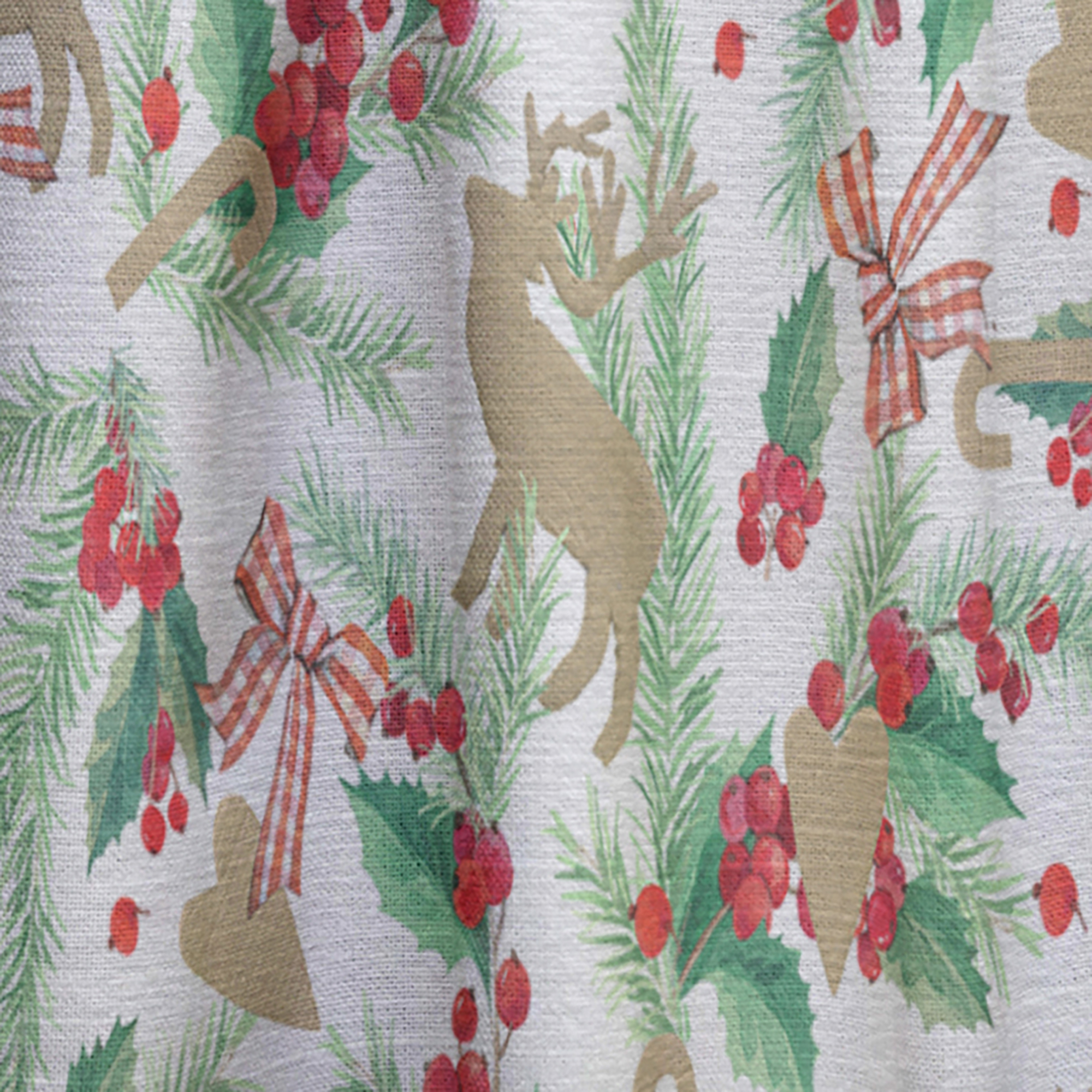 Designart 'Christmas Decoration On White' Floral Curtain Panel