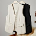 thumbnail image 5 of Fsqjgq 2024 Fall Sleeveless Blazer Vest Fully Lined Button Fashion Casual Open Front Work Vest Tops Formal Business Dressy Suit Vest Jackets Outwear, 5 of 7
