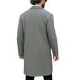 thumbnail image 3 of yardsong Mens Trench Coat Long Casual Single Brested Overcoat Elegant Business Winter Notch Collar Wool Blend Pea coat with Pockets Gray,XL, 3 of 8
