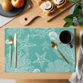 thumbnail image 2 of Teal Coastal Placemats Set of 4, Starfish Coral Summer Beach Ocean Placemats for Dining Table, Place Mats for Kitchen Tabletop, Waterproof Wipeable Dining Table Mats Set, 2 of 9