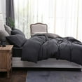 thumbnail image 6 of Pure Era 3pc Duvet Cover Set-Jersey Cotton 100% T-Shirt Cotton-Ultra Soft Heathered Black-Full Size,Charcoal Gray, 6 of 7