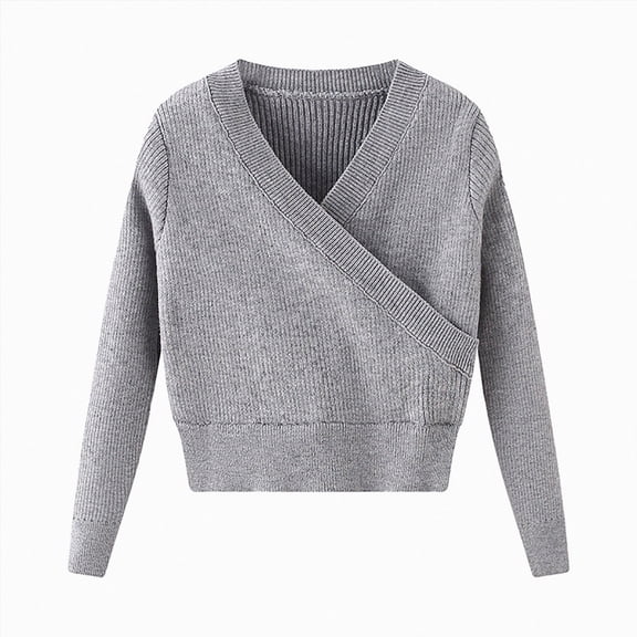 mgoYE Girl's Dance Wrap Sweater Ballet Top Warm up for Leotards, Dress(Grey,140)
