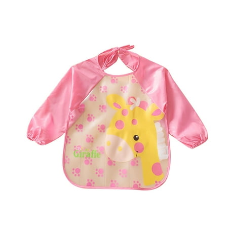 

Pengpengfang Children Waterproof Animal Long Sleeved Smock Kids Eating Painting Apron Bib Top