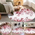 thumbnail image 5 of Round Area Rug 6 Ft, Red Eucalyptus Leaves Washable Non-Slip Circle Carpet for Living Room/Bedroom, Spring Summer Botanical Low-Profile Indoor Mats Collection Rugs for Residential, 5 of 7