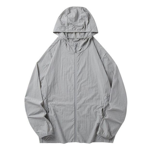 Plebaso Veste à Capuche Protection Solaire Légère pour Hommes et Femmes, Randonnée en Plein Air avec Poches Zippées