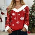 thumbnail image 2 of larppty Cozy Faux Fur Trim Sweatshirt | Women's Loose-Fit Holiday Graphic Pullover Party Outfits (Brick Red, XL), 2 of 5