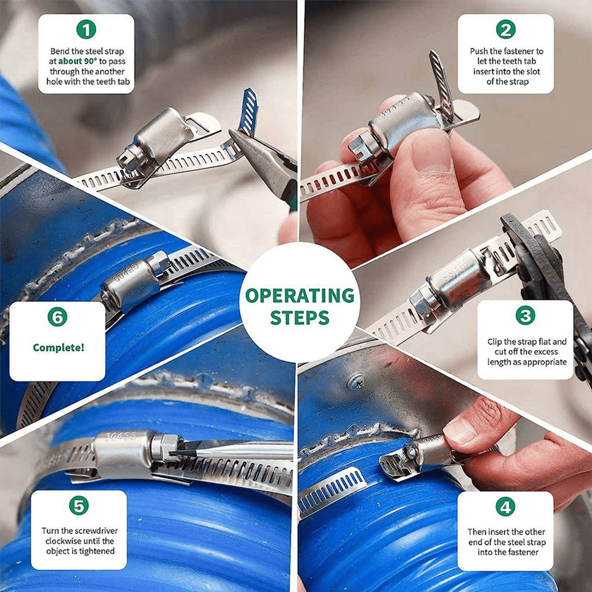 2pcs 10FT Stainless Steel Hose Clamp Assortment Kit,Worm Gear Band Hose Clamp Screw Pipe Clamp for Duct