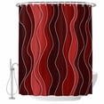 thumbnail image 2 of Abstract Shower Curtains for Bathroom, Red Gradient Waves Beach Lines Washable Fabric Shower Curtain with Hooks Waterproof Bathroom Decor Sets, 72 x 84 Inches, 2 of 9