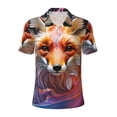 thumbnail image 2 of Daiia Color Splash Fox Portrait Pattern Men’s Polo Shirts,Solid Deck Shirt,Classic Fit, Breathable Cotton Polo for Casual and Sport Wear-XX-Large, 2 of 7