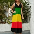thumbnail image 3 of Robe Sans Manches Drapeau Rasta Vert Jaune et Rouge Robes de Plage Vêtements pour Femmes, 3 of 4