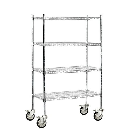 Salsbury Industries 9538M-CHR Wire Shelving - Mobile - 36 Inches Wide - 69 Inches High - 18 Inches Deep - Chrome