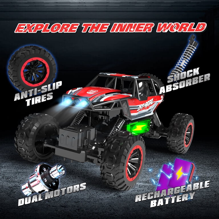 JoyStone 1:12 RC Monster Truck, 4WD Off-Road, Metal Shell, LED