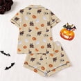 thumbnail image 2 of JIAYUE Girl Kids Pajamas Leisure Halloween Pattern Printed With Notched Collar Short Sleeve Tops And Shorts For Home Wear Cozy For Lightweight And Breathable Comfort Sleepwear,7-8 Years, 2 of 9