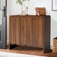 thumbnail image 6 of Wirrytor Wood Buffet Sideboard with 2 Wave Doors, Storage Cabinet with Adjustable Shelves for Living Room Dinning Room Kitchen, Walnut, 6 of 10