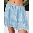 thumbnail image 4 of Women'S Y2k Half Slip Skirt Low Rise Pleated Ruffle LaceTrim Skirt Layered Flowy Short Skirts Underskirt Light Blue XL, 4 of 5