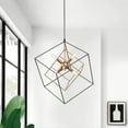 thumbnail image 2 of LNC 6-Light Matte Black and Gold Modern Cage LED Chandelier, for Kitchen Island, 2 of 14