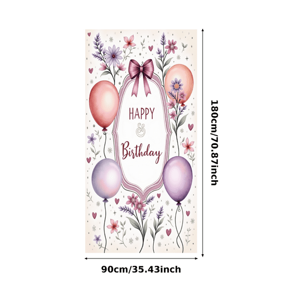 Decorative Design Birthday Banner Floral Theme Polyester Material Party Backdrop Balloon Decoration for Birthday Party Celebration Indoor Decoration