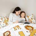 thumbnail image 5 of Manfei Yellow Monogrammed K Twin Bedding Sets 7-Piece, Cute Lion Giraffe Elephant Bedding Comforter Set, Animal Wildlife Reversible Sheet Sets, Luxury Bedroom Decor, 5 of 8
