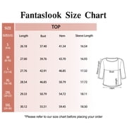 Fantaslook V Neck T Shirts for Women 3/4 Sleeve Tunic Tops Dressy Casual Blouses Boho Basics Tee Summer Fall Clothes
