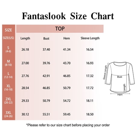 Fantaslook V Neck T Shirts for Women 3/4 Sleeve Tunic Tops Dressy Casual Blouses Boho Basics Tee Summer Fall Clothes