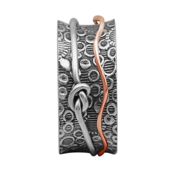 Love Knot Texture Design Meditation Anxiety 925 Silver Spinner Unisex Band