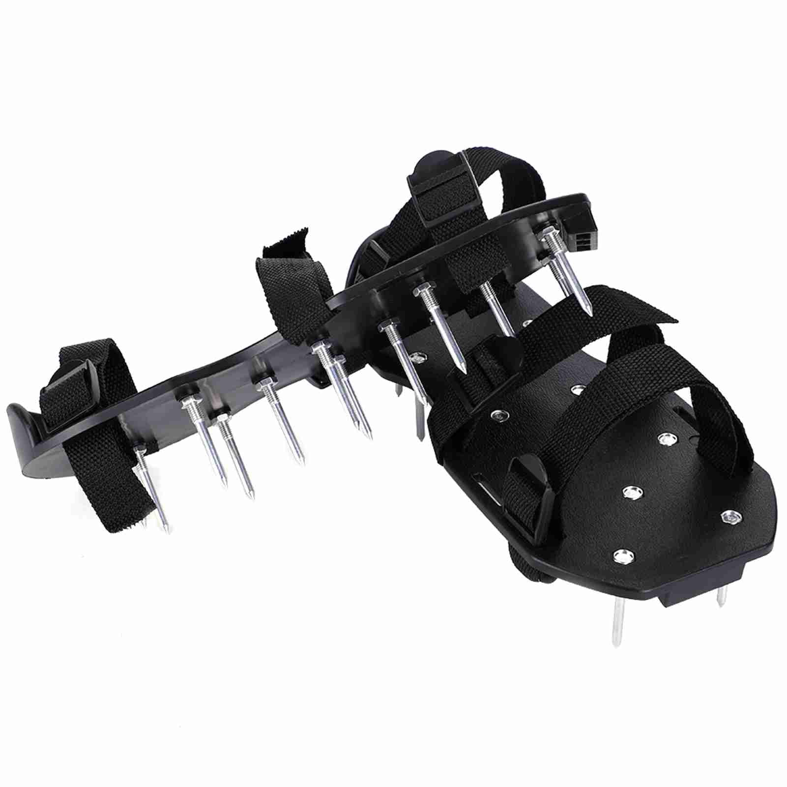 YAHHU Heavy Duty Lawn Aerator Shoes 3 Straps Spiked Sandals for Soil Aeration, 11.81 inches / 30 cm, Green/Black