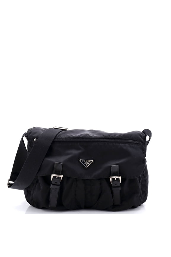 Pre-Owned Vintage Double Buckle Flap Messenger Bag Tessuto By Rebag