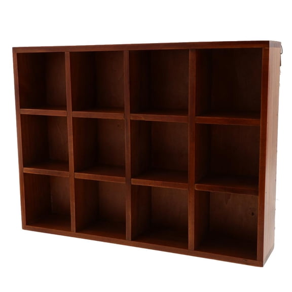 yotijay Wall-mounted wooden Display Shelf Entryway Organizer Rack with 12 Compartment Brown