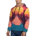thumbnail image 3 of Fotbe Men's Hoodie with Neon Sunset Cyberpunk Cityscape Pattern - Kangaroo Pocket Pullover Hooded Sweatshirt, Perfect for Daily Wear, Travel, and Home-Medium, 3 of 7