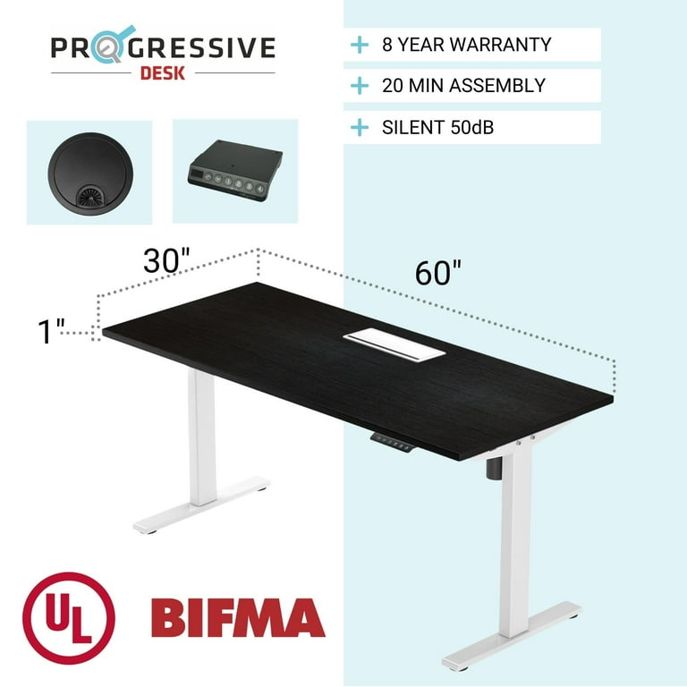 Adjustable height desk 60 x 30 inch. Electric standing raised